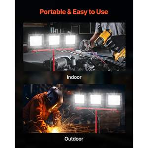 Lámpara de Trabajo LED con Soporte, 21000 Lúmenes, Tres Cabezas, Portátil, para Camping, Interruptor Individual, 10.83 pies de Alcance, para Aventuras al Aire Libre - Product Image 6
