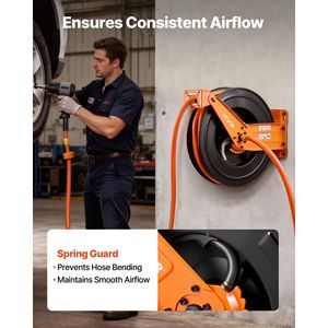 Avvolgitubo Automatico per Compressore d'Aria in PVC da 3/4 Pollici x 50 Piedi, Retrattile con Cavo di Ingresso da 5 Piedi, Componenti Pneumatici - Product Image 6