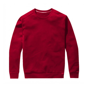 Sudadera Roja Lisa de Cuello Redondo para Hombre, de Algodón Grueso y Felpa, Manga Larga, Estilo Casual Urbano, Ropa de Invierno, Venta al Por Mayor - Product Image 1