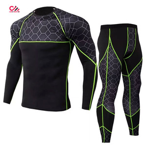 Precio al por mayor, recién llegado, conjunto de compresión para hombre hecho a medida, de color liso, de cintura alta, elástico, de 2 piezas, para entrenamiento y fitness. - Product Image 3