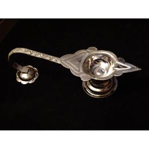 High Quality Environment-Friendly 925 <b>Silver</b> Diya Oil <b>Lamp</b> 30.40g Handcrafted Puja 12.5cm Traditional Indian Decor - Product Image 1