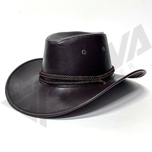 <b>Western</b> Ring Buckle Decoration PU Leather Cowboy <b>Hats</b> for Men Metal Rings Faux Leather Cowboy <b>Hat</b> - Product Image 2