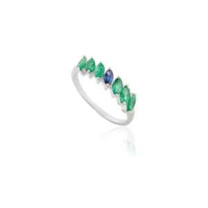 14K Solid Gold Men's Marquise Emerald Sapphire Birthstone <b>Ring</b> <b>Resizable</b> Micro Insert - Product Image 5