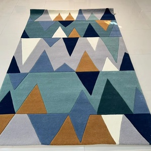 Contemporary Multi-Color <b>Triangle</b> Design Cotton Floor Mat Abstract Nordic Style Living Room Rug - Product Image 1