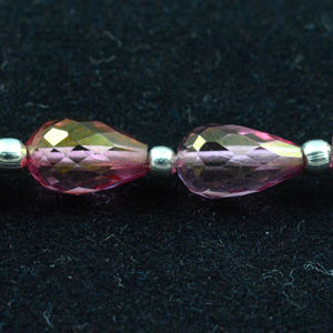 Hilo de Cuentas de Topacio Rosa Natural, Súper Elegante, con Forma de Gota Facetada, Hecho a Mano, Calidad Premium, Joyería para Regalo de Boda - Product Image 4