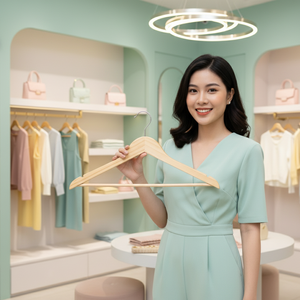 Cintres en bois de pin à un seul niveau, de haute qualité, durables, pour vêtements, faible MOQ, fabriqués au Vietnam - Product Image 2