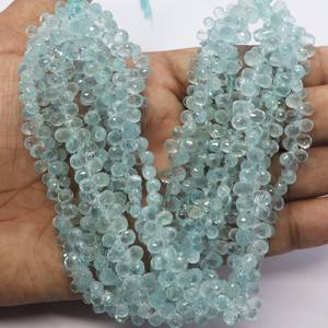 Cuentas de Aguamarina Natural Facetadas en Forma de Lágrima, 5x7 MM, Cuentas de Gemas de Aguamarina Azul Transparente en Forma de Lágrima para Joyería - Product Image 6