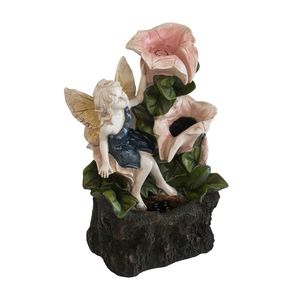 8.9x4.7x13.4 da tavolo per interni/esterni 3 livelli fontana di acqua a LED luce fata angelo ragazza rosa fiore disegno fontana decorativa - Product Image 2