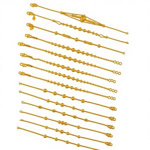 Pulsera de oro amarillo macizo de 22 quilates para mujer, cadena de oro real, joyería con diseño de cuentas y bolas, pulsera de eslabones, regalo y para uso diario. - Product Image 1