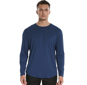 Custom Logo Solid Men's Long Sleeve O-Neck <b>Shirts</b> 100% Cotton Quick Dry Breathable Loose Fit Casual Summer Athletic Wear - Product Image 1
