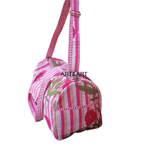 Sac fourre-tout matelassé en coton, écologique, décontracté, imprimé floral, lavable, pour le voyage, le yoga, la plage, style bohème, week-end - Product Image 3