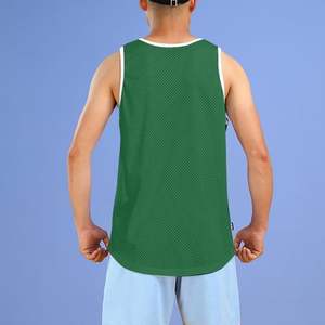 Men's <b>Green</b> Sleeveless Athletic Training <b>Vest</b> Scrimmage Bib Practice Jersey Mesh Sports Tank <b>Top</b> with White Trim for Team - Product Image 3