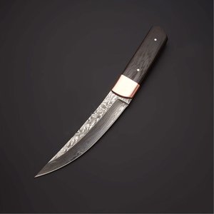 Drop Point Hunting Knife Wood Handle Leather Sheath Outdoor Survival <b>Tool</b> - Product Image 2