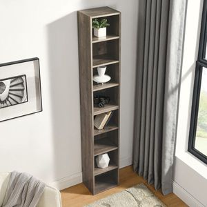 8 Tier Media Tower Rack Adjustable <b>Shelves</b> CD DVD Slim Storage Cabinet <b>Tall</b> <b>Narrow</b> Bookcase Display Bookshelf for Home Office - Product Image 5