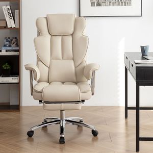 Silla Ejecutiva Grande y Alta para Oficina con Reposapiés, Ergonómica, Reclinable, Respaldo Alto, de Cuero, Cómoda, para Computadora - Product Image 1
