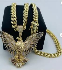 Chaîne cubaine pour homme en or jaune 14K et argent sterling 925, avec moissanite VVS1, faite à la main, style rappeurs hip-hop, fabrication américaine, pour les fêtes - Product Image 1