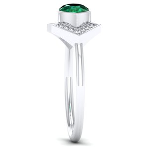 Anillo de Moissanita y Esmeralda con Certificación GRA de Alta Calidad REYES, Elegante Anillo de Compromiso de Oro Blanco de 14K, Joyería de Regalo para Ella - Product Image 3