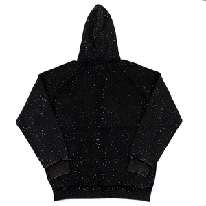 Ensemble de survêtement d'hiver à capuche avec strass, deux pièces, veste zippée et pantalon assorti, motif uni, décontracté - Product Image 4