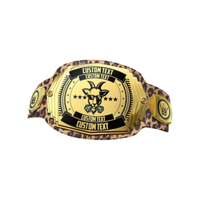 เข็มขัดแชมป์ลายแพะแบบกำหนดเอง พร้อมข้อความส่วนตัวและลายเสือดาว สีทองและสีดำ สำหรับงานอีเว้นท์และนักสะสม - Product Image 6