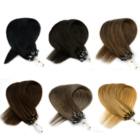 Extensiones de Cabello Chino con Micro Anillos de Queratina KSWIGS, Doble Trama, Cabello Humano Remy de la Mejor Calidad, Textura Lisa, Trama Individual