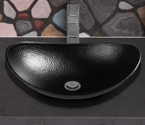 Vente en gros usine : Lavabo vasque ovale moderne en métal noir mat martelé à la main pour comptoir de salle de bain, idéal pour la décoration de vanités d'hôtel - Product Image 3