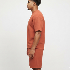 Conjunto de Camiseta y Pantalones Cortos de Algodón Oversize para Verano, Venta al Por Mayor OEM, con Logotipo Personalizado, Jersey Sólido, Manga Corta, Traje Deportivo para Hombre - Product Image 5