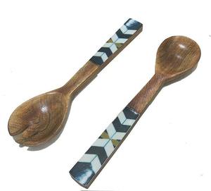 Cuillère de cuisine en bois naturel – Ustensile de cuisine écologique, lot de 2 pièces - Product Image 5