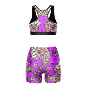 Ensemble de sport pour femme, ensemble de yoga, haut court dos nageur à encolure dégagée, short taille mi-haute, respirant, en Spandex/Nylon, couleur unie, grande taille - Product Image 5