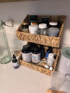 Panier de rangement tissé à la main à 2 niveaux, panier de rangement artisanal, vente en gros, écologique, fabriqué au Vietnam - Product Image 4