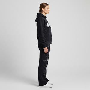 Custom Logo Splatter <b>Paint</b> Hoodie <b>Set</b> Unisex Oversized Streetwear 2 Piece Black Hoodie Sweatpants Acid Wash Tracksuit Wholesale - Product Image 3