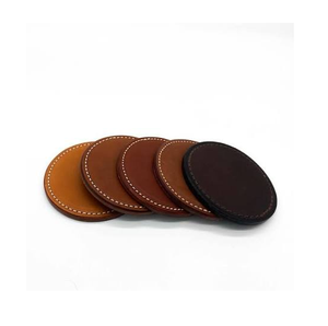 Ensemble de sous-verres en cuir noir avec support de rangement, tapis isolants carrés pour tasses, protège-tables - Product Image 3