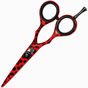Ciseaux de coiffure professionnels 5,5 pouces en acier inoxydable, lame tranchante, manche imprimé léopard rouge, ciseaux de barbier pour droitiers - Product Image 5