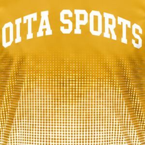 T-shirt de sport pour homme à manches courtes et col rond, imprimé par sublimation, dégradé jaune moutarde et blanc, personnalisable pour l'entraînement et la performance - Product Image 5