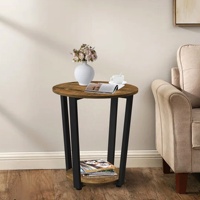 Petite table d'appoint: table de canapé ronde avec cadre en métal pour salon, chambre à coucher, petits espaces