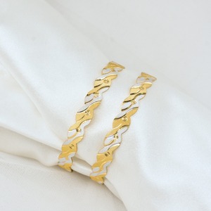 Elegant Slim Gold Plated <b>Bangle</b> Pair with Stone Center Design Traditional Pattern Jewelry for Women Daily Wear and Party Styling - Product Image 4