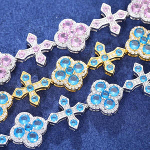 Pulsera de Oro con Cruz de Trébol y Diamantes Cultivados en Laboratorio Lebron, Joyería Hip Hop de Lujo con Incrustaciones de Diamantes, Certificada por IGI - Product Image 2