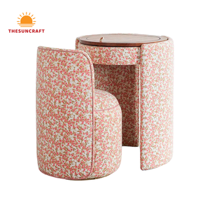 Modern Oak Wood Makeup <b>Vanity</b> Set - Corner Design Beauty <b>Table</b> for Girls with <b>Mirror</b> & Chair Cheap Sale - Product Image 2