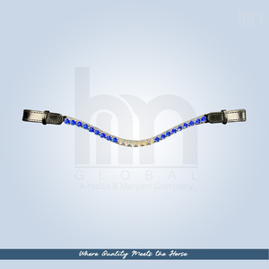 Brida de cuero de lujo azul zafiro cosida a mano con cristales Arena para caballo, cabezada de doma ecuestre personalizada, venta al por mayor OEM - Product Image 5