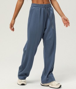 Pantalon cargo/décontracté pour femme, taille haute, en toile unie, coupe droite, avec cordon de serrage et taille élastique, collection automne, vente en gros - Product Image 3