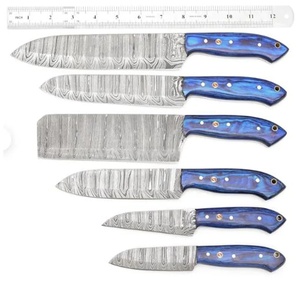 Juego de Cuchillos de Chef Profesionales de Acero de Damasco Hechos a Mano por Ahmad Fabric, 6 Piezas, Mango de Resina, Funda de Cuero, Diseño Moderno, Personalizable - Product Image 4