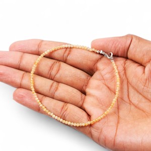 Pulsera de Citrino Natural con Cuentas Microfacetadas, Pulsera de Piedras Preciosas Redondas, Joyería de Cristal Curativo para Mujer, Hecha a Mano - Product Image 3