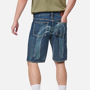 Customize Men's Dark Straight Leg Denim Shorts Mid Waist Stonewashed Cotton Casual Summer Pockets Breathable Woven Eco-Friendly - Product Image 6