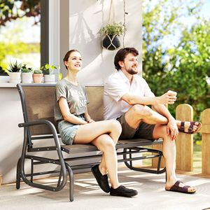 Sillón Columpio Doble para Exteriores para 2 Personas, Sofá Ligero de Color Marrón Mixto para Patio con Estructura de Acero - Product Image 2