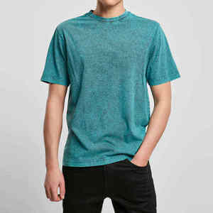 Men's Teal Solid Color Short Sleeve T-Shirt 100% Cotton Jersey O-Neck Casual Fit Regular Length Plain Dyed Knitted - Product Image 3