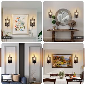 Rustic Farmhouse Vintage Industrial <b>Plug</b> Wall <b>Lights</b> Set 2 Clear Glass Shade Hardwired Wall Sconces - Product Image 6