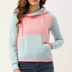 Sweat à capuche en polaire pour femme, rose et bleu, imprimé personnalisé sur le devant, 100% polyester, coupe décontractée, à capuche - Product Image 1