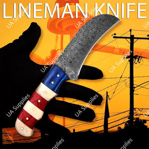 Cuchillo de Caza de Hoja Fija de Acero de Damasco con Patrón de Gota de Lluvia, Tipo Hawk Bill, de Alta Calidad, Grado Industrial, para Exteriores - Product Image 2