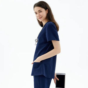 High Quality Fashionable Solid Unisex Breathable Comfortable Spandex Knitted Nurse Hospital Scrub Suit Uniform <b>Sets</b> - Product Image 4