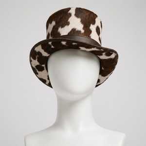 Sombrero de Cuero con Estampado de Vaca, Estilo Europeo y Americano, Unisex, para Fiestas Formales, para las Cuatro Estaciones, para Adultos - Product Image 1