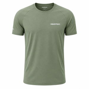 เสื้อยืดแขนสั้นคอกลมผู้ชาย WARPRO แห้งเร็ว ระบายอากาศดี สปอร์ต สีเขียวล้วน ทรงปกติ ผ้าเจอร์ซีย์ถัก น้ำหนัก 140 กรัม โพลีเอสเตอร์ 100% - Product Image 6